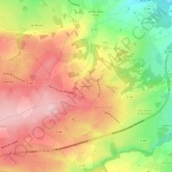 Topografisk karta La Prade, höjd, relief