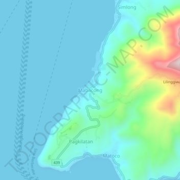 Topografisk karta Mabacong, höjd, relief