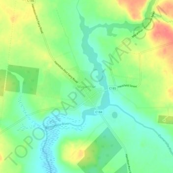 Topografisk karta Macarthur, höjd, relief