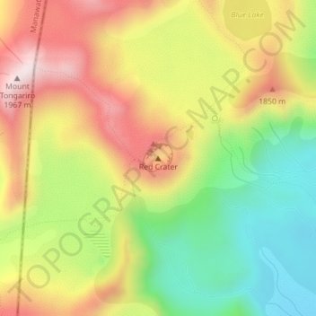 Topografisk karta Red Crater, höjd, relief