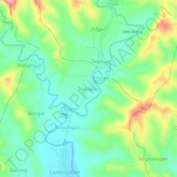 Topografisk karta Nahapay, höjd, relief