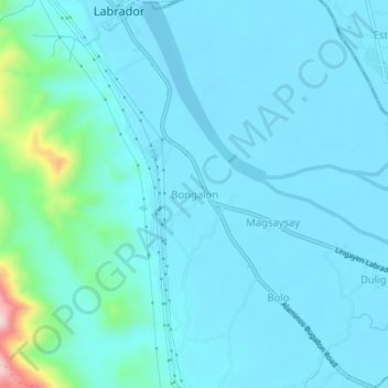 Topografisk karta Bongalon, höjd, relief