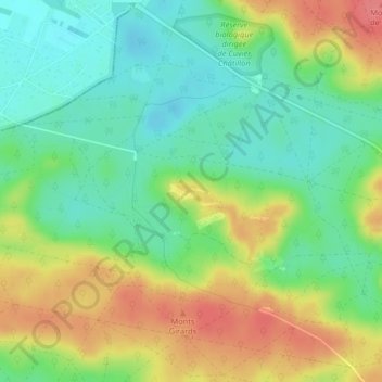 Topografisk karta Caverne des Brigands, höjd, relief