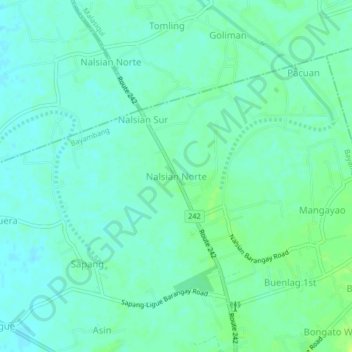 Topografisk karta Nalsian Norte, höjd, relief