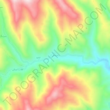 Topografisk karta شیخان, höjd, relief