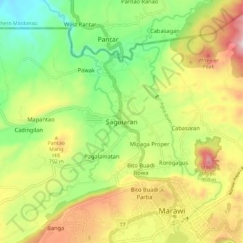 Topografisk karta Saguiaran, höjd, relief