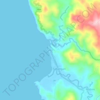 Topografisk karta Tubli, höjd, relief