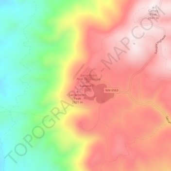 Topografisk karta Sunspot, höjd, relief