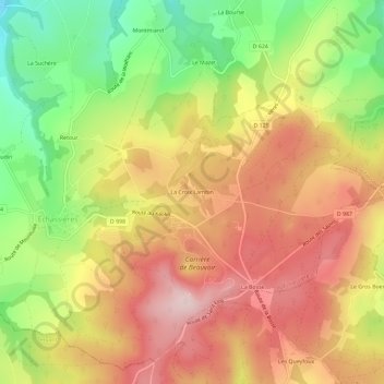 Topografisk karta La Croix Lambin, höjd, relief