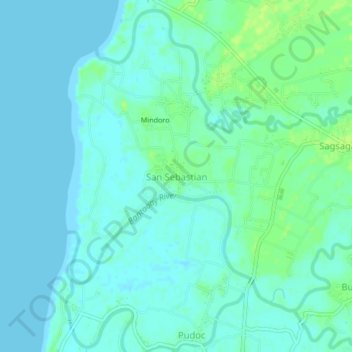 Topografisk karta San Sebastian, höjd, relief