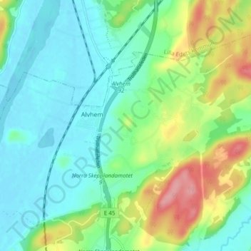 Topografisk karta Ramstorp Jätteberget, höjd, relief
