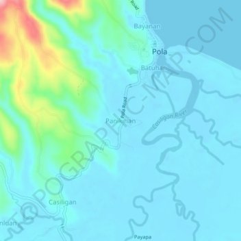 Topografisk karta Panikihan, höjd, relief