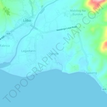 Topografisk karta Olo-olo, höjd, relief