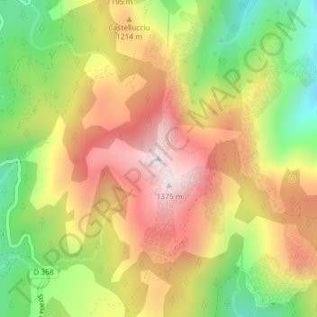 Topografisk karta Monte Calva, höjd, relief