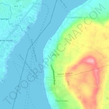 Topografisk karta Caliclic, höjd, relief