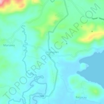 Topografisk karta Homapon, höjd, relief