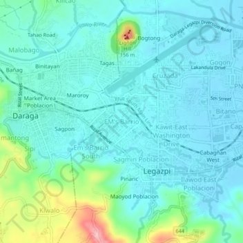 Topografisk karta EM's Barrio, höjd, relief