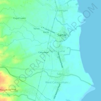 Topografisk karta Bubuyog, höjd, relief