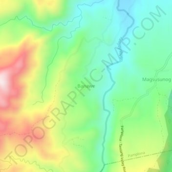 Topografisk karta Banawe, höjd, relief