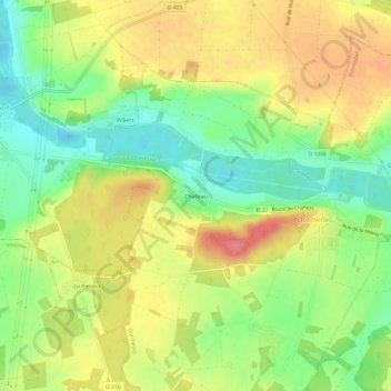 Topografisk karta Challeau, höjd, relief