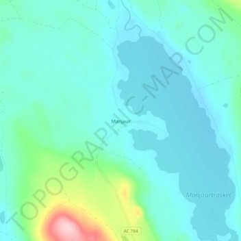 Topografisk karta Manjaur, höjd, relief
