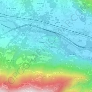 Topografisk karta Rivetto, höjd, relief