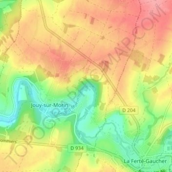 Topografisk karta Les Cailles, höjd, relief