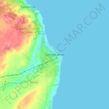 Topografisk karta Simrishamn, höjd, relief