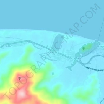 Topografisk karta Pata West, höjd, relief