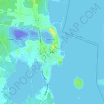Topografisk karta Slite, höjd, relief