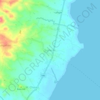 Topografisk karta Suclaran, höjd, relief