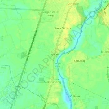 Topografisk karta Tarcan, höjd, relief