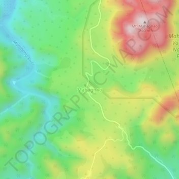 Topografisk karta Mahagnao, höjd, relief