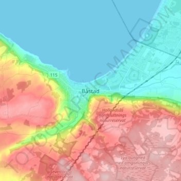 Topografisk karta Båstad, höjd, relief