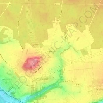 Topografisk karta Marangis, höjd, relief