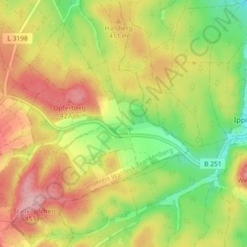 Topografisk karta Höhnscheid, höjd, relief