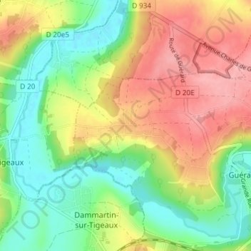 Topografisk karta Monthérand, höjd, relief