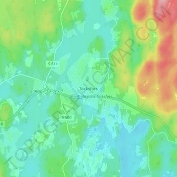 Topografisk karta Töcksfors, höjd, relief
