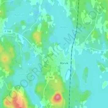 Topografisk karta Hillafällan, höjd, relief
