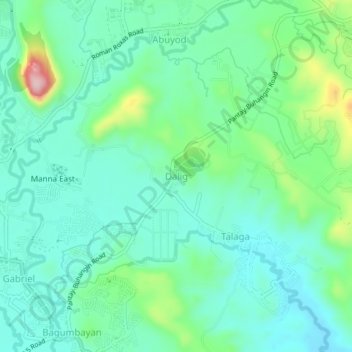 Topografisk karta Dalig, höjd, relief