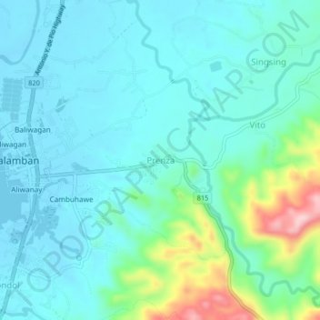 Topografisk karta Prenza, höjd, relief
