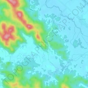 Topografisk karta Santiago, höjd, relief