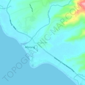 Topografisk karta Binaritan, höjd, relief