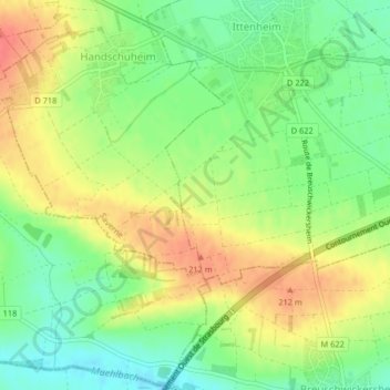 Topografisk karta Rohracker, höjd, relief