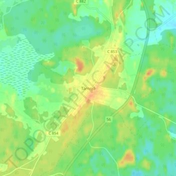Topografisk karta Tärnsjö, höjd, relief