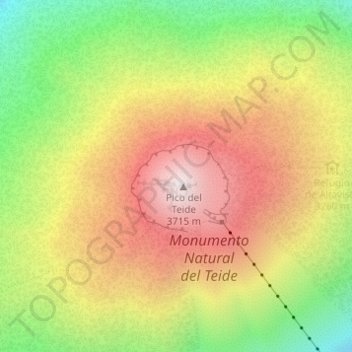 Topografisk karta Teide, höjd, relief