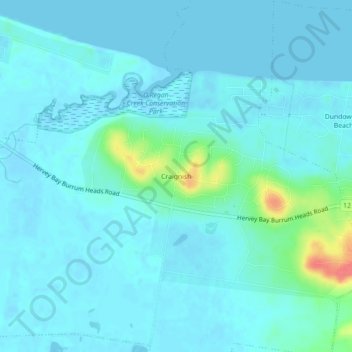 Topografisk karta Craignish, höjd, relief