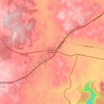 Topografisk karta Marulan, höjd, relief