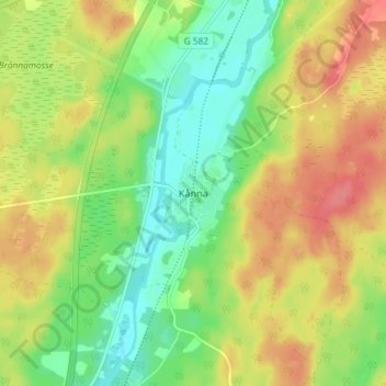 Topografisk karta Kånna, höjd, relief