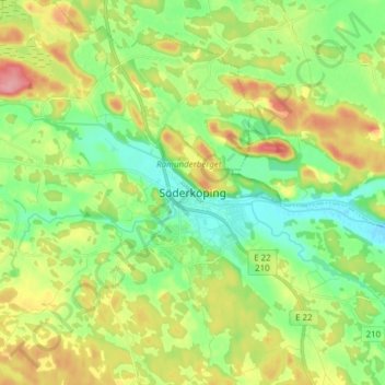 Topografisk karta Söderköping, höjd, relief